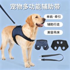 新款宠物外出猫狗背包单肩手提胸背带遛狗辅助带牵引绳宠物美容服