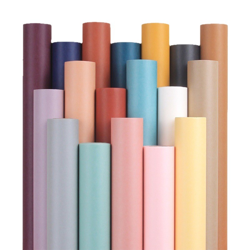 Dulce fresco vaca rollo de papel color sólido suave luz flor tienda floral ramo flor papel de embalaje material DIY paquete flor papel de embalaje