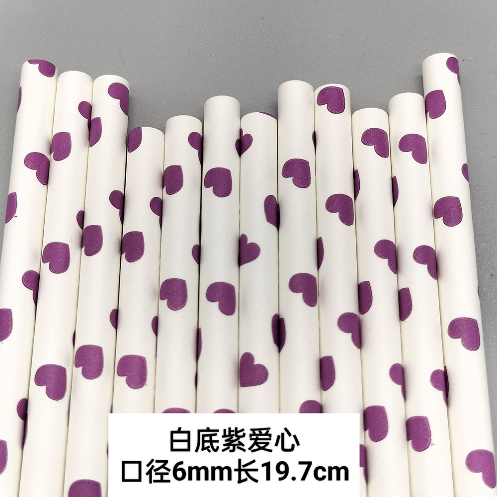 Combinación púrpura paja desechable biodegradable papel Kraft paja postre pastel bar fiesta decoración paja