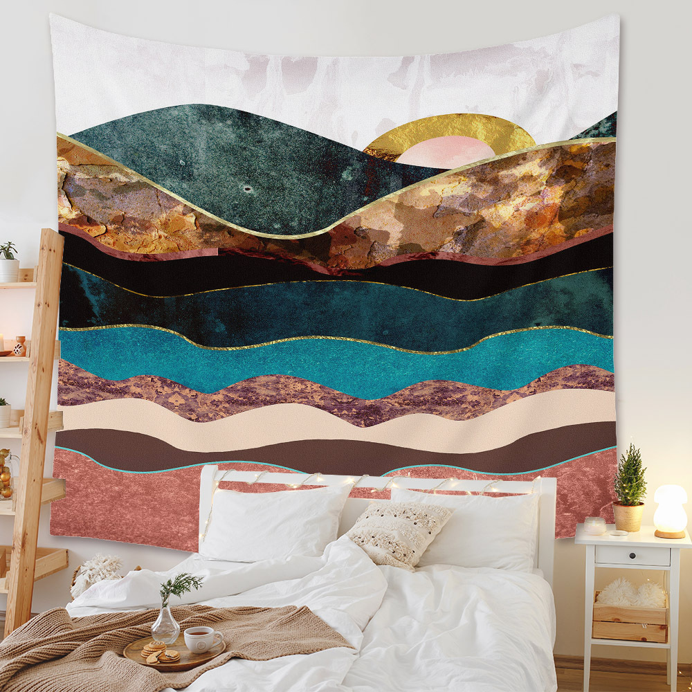 Bohemian Moon Mountain Painting Wall Cloth Decoration Tapestry Wholesale Nihaojewelry display picture 149