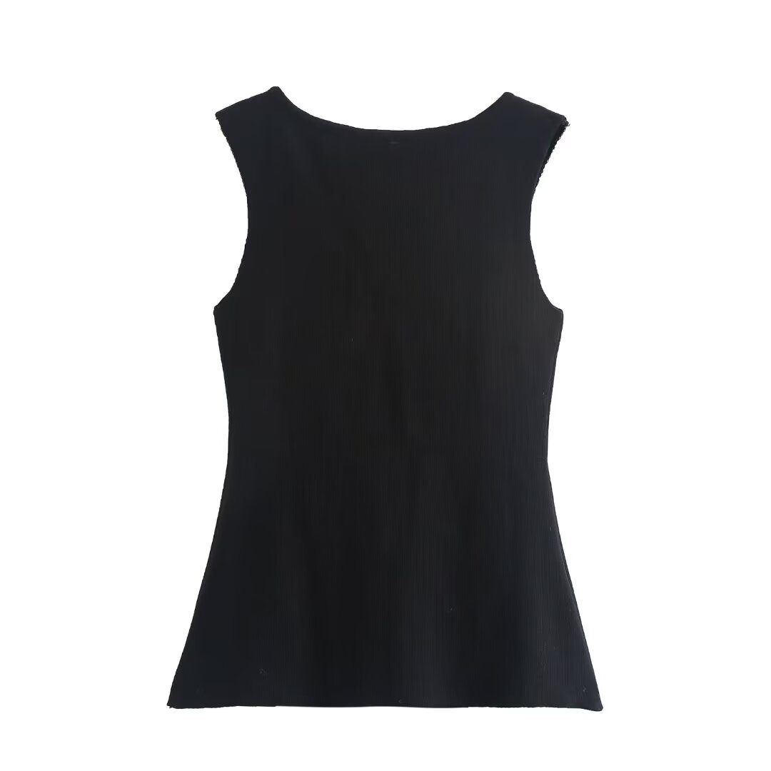 Women's Single Breasted Sweater Vest Casual Elegant Fashion Street Style Top American Summer Polyester Waistcoats_voghion.com