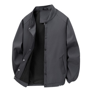 2025 Spring Cross-Border Amazon Stand Collar Jacket Men's Middle-Aged and Elderly Dad's Business Casual Top