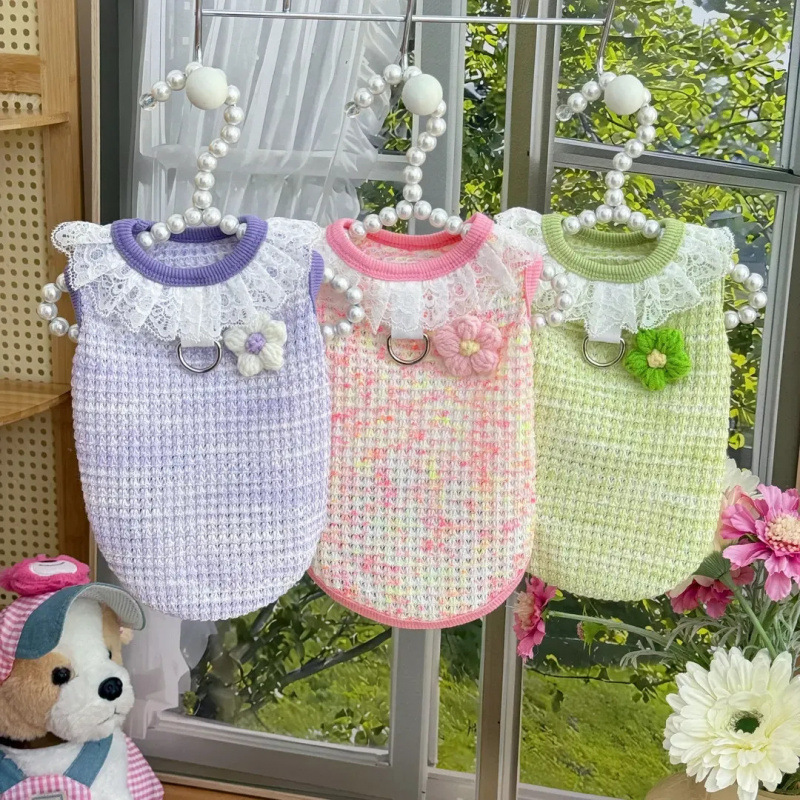 Nueva primavera y verano estilo hada perro gato mascota ropa Teddy Bichon exquisito chaleco cómodo y agradable para la piel y tracción