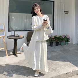 实拍法式设计感超好看上衣半身裙套装两件套女春秋2026新款温柔风