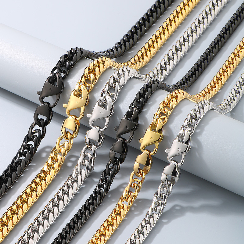 35g Weight Chain Necklace, Necklace Classification Cuban Link Chain Curb Chain Chain Type 1 Piece Quantity Daily, Street Occasion Titanium Steel Material Geometric Pattern All Seasons Season Men's Gender Plating Design Streetwear Style Streetwear Geometric Titanium Steel Plating Men's Chain Necklace Necklace Men Necklace Sets 4