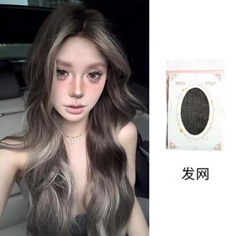 【芝麻乌龙】发型师精修日常亚裔混血辣妹挑染长卷发气质整顶假发|undefined