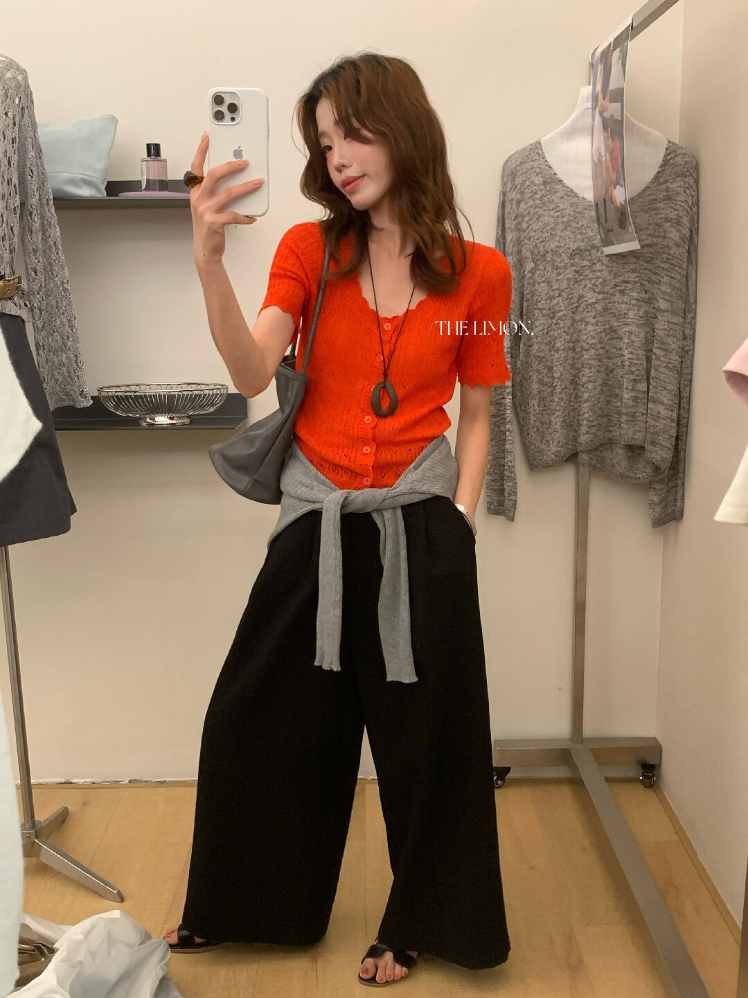 Quần culottes nữ ống rộng cạp cao dáng suông phong cách tối giản — màu đen, Xám cacbon, Xám bạc, màu trắng chi tiết 27