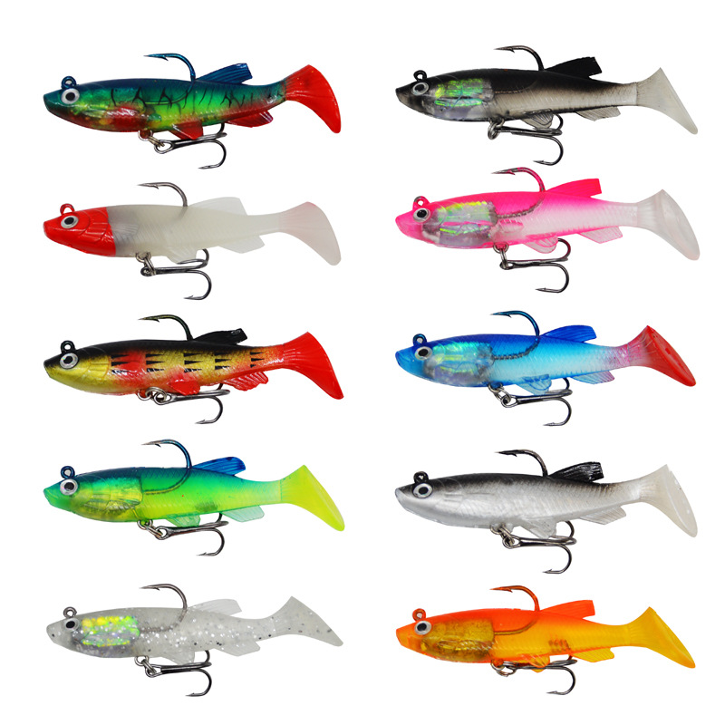 T尾包鉛魚12g軟魚鱸魚垂釣仿生擬餌軟餌漁具鉛頭魚路亞餌