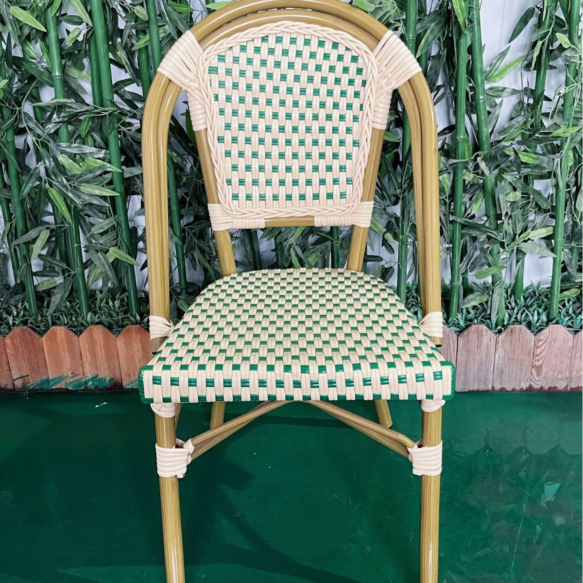 Outdoor French-style table and chairs balcony wicker chair rattan chair set of three coffee shop milk tea shop inn retro dining chair courtyard