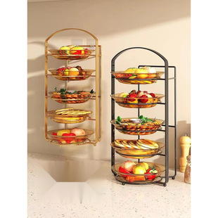 Kitchen Food Preparation Rack Multi-Functional Side Dish Plate Multi-Layer Dish Storage Rack Wall-Mounted Foldableing Countertop Vegetable Rack