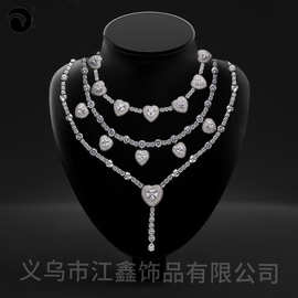 小众设计高级感锁骨链新款时尚潮酷饰品潮流爱心钥匙三合一链项链