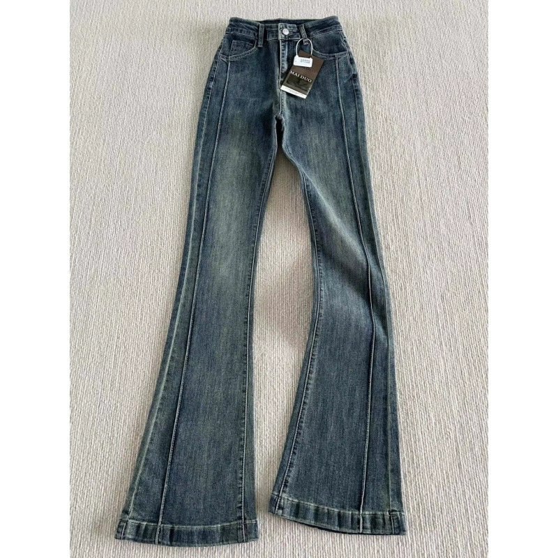 Ретро мегафона, джинсы, весной облегающие эластичные брюки, плюс размер, высокая талия