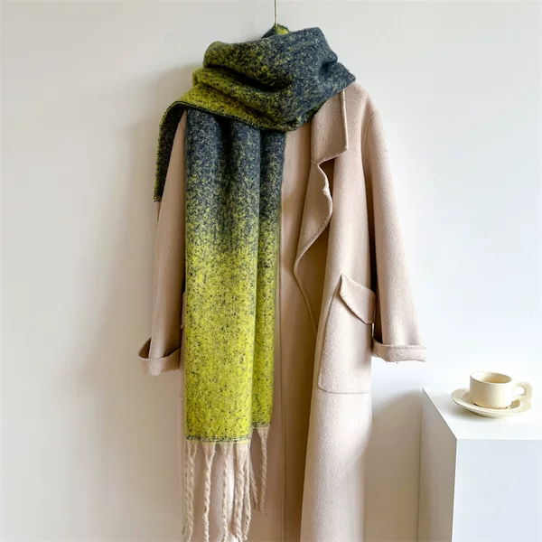 Extended and Thickened Scarf for Autumn and Winter, Warm Shawl and Neck Warmer for Women and Men, Galaxy Series Gradient Color Scarf, Faux Cashmere New Model