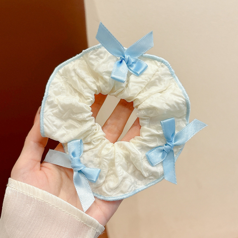 Primavera nueva corbata de pelo de intestino grueso para niños accesorios para el cabello de encaje dulce niña cabeza de bebé flor cuerda para la cabeza tocado de cuerda para el cabello japonés