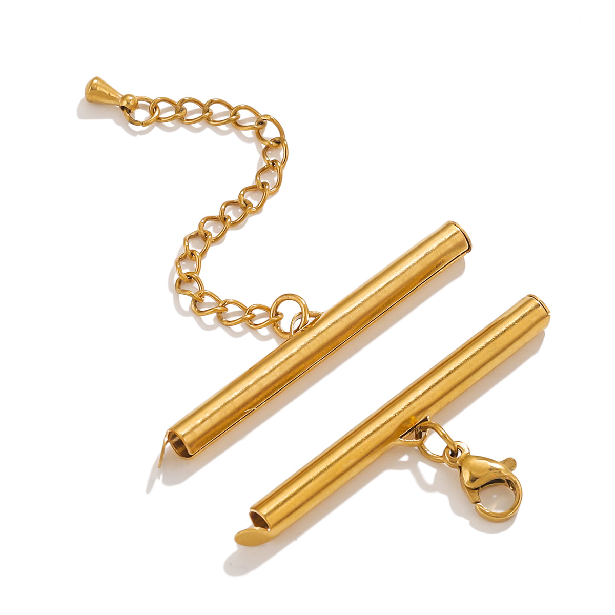 Tubo de cadena de perlas de acero inoxidable conjunto de collar de pulsera moda universal tubo hueco de ranura única tubo deslizante hebilla diy accesorios de joyería image 6
