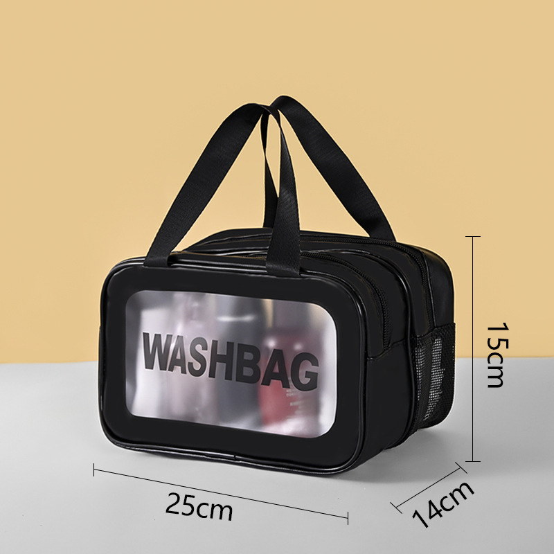 Neceser de Viaje Portátil de Doble Capa de PU Impermeable para Viaje y Baño