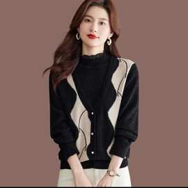 时尚洋气妈妈装针织衫女套头半高领冬季新款上衣减龄内搭中年打底