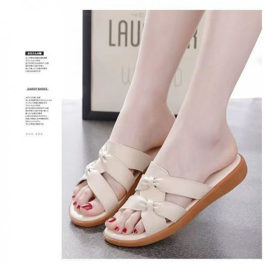 [Beef Tendon Bottom] New Summer Outing Ladies Slippers, Casual Mom Shoes, Lightweight Non-Slip Wear-Resistant Soft-Soled Sandals