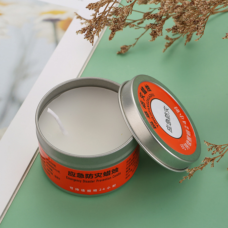 Disaster prevention emergency power outage lighting candle lights wholesale household outdoor waterproof and windproof smokeless iron can candles for disaster relief