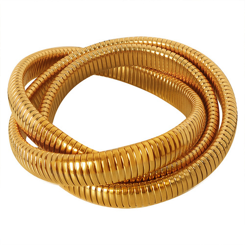 Cross-border hot-selling European and American light luxury fashion gold-plated three-layer bracelet stainless steel snake-shaped three-ring winding elastic bracelet