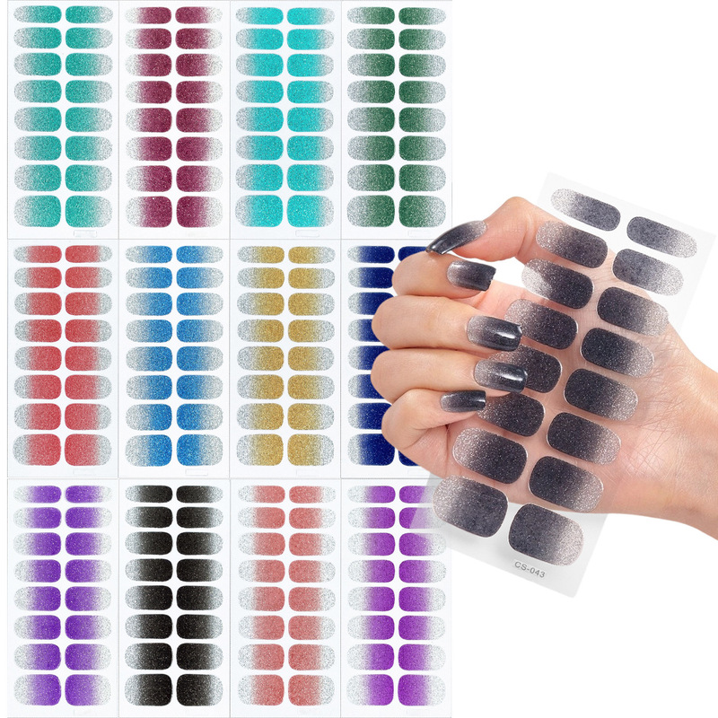 Cross-Border Popular Nail Art No-Bake Gel Stickers, Ins-Style Nail Stickers, Wearable Nails, Waterproof Non-Curing Matte Stickers with Adhesive Backing
