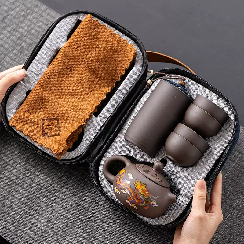 紫砂旅行茶具套装一壶四杯公司商务活动送员工客户开业实用伴手礼