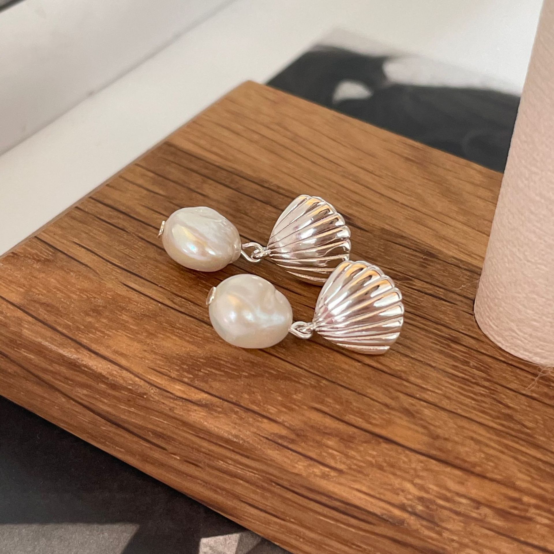 Women's Gender 1 Pair 18K Gold Plated 925 Sterling Silver Shell Drop Earrings