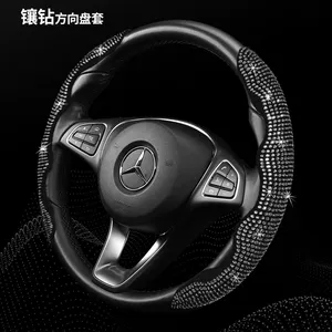 Diamond-Encrusted Steering Wheel Cover, Universal for All Seasons, Anti-Slip Buckle, Fashionable Women's Car Interior Accessories, Cross-Border 3-Pack