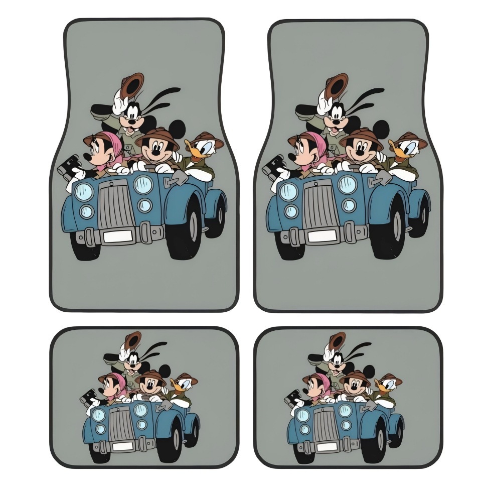 Cross-border Hot-selling Cartoon Mickey Car Mat Four-piece Dirt-resistant Easy-care Floor Mat Amazon Floor Mat for Hair