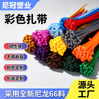 彩色自锁式尼龙扎带100工业园艺家用捆绑强力卡扣塑料束线带4*200