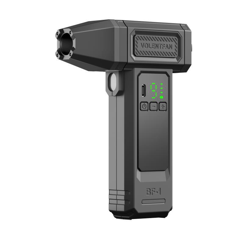 Ventilador turbo de mano, potente encendedor de fuego para exteriores, soplador de polvo para coche, viento fuerte, pantalla digital de verano, transfronterizo, pequeño sin aspas, seguro.