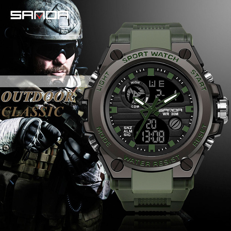 SANDA 739 reloj de hombre de moda versión inglesa estudiante tendencia de moda multifuncional digital impermeable reloj electrónico