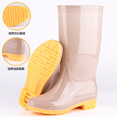 Autumn and winter high-tube plus velvet cotton rain boots for women, long-tube outer wear, warm rain boots, waterproof rubber shoes, non-slip kitchen water shoes, overshoes