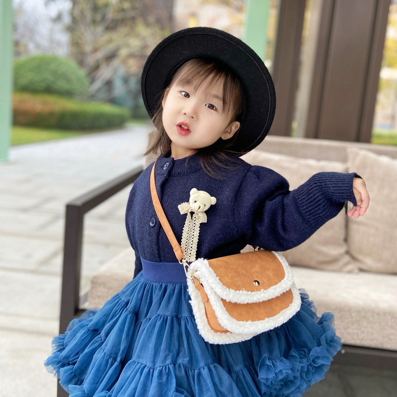 2025 otoño y invierno nuevo bolso infantil moda esmerilado bolso de hombro para niños mini bolso de hombro de bebé