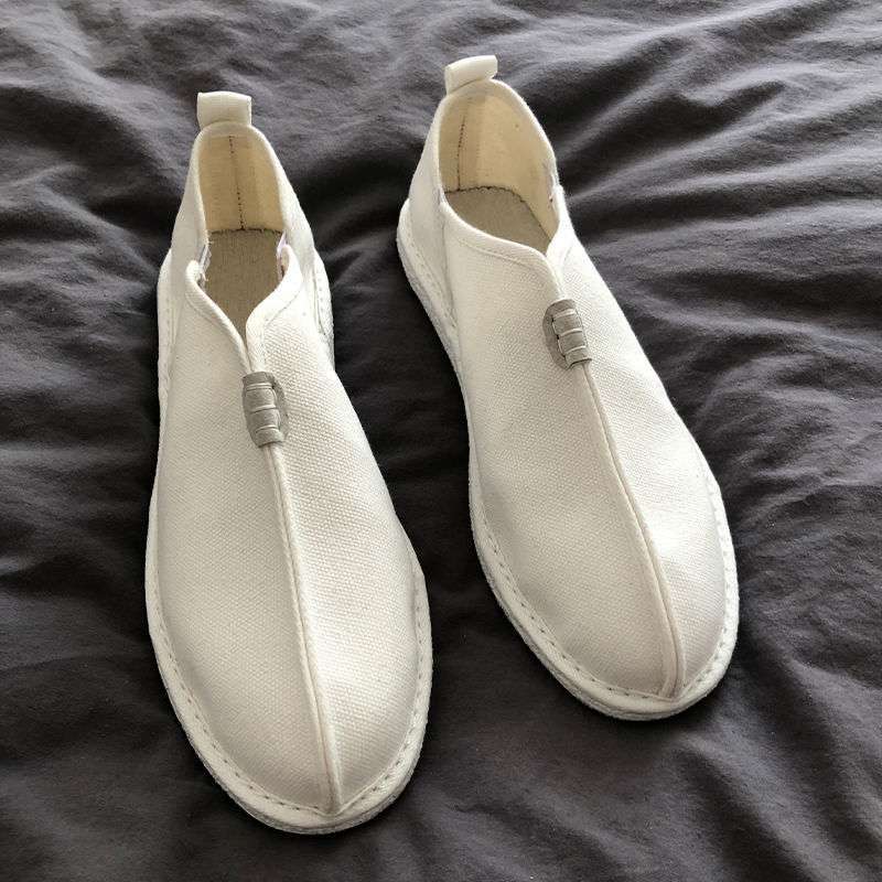 2025 New Summer Fashion Health Cloth Shoes Men's Monk Shoes Canvas Plain Slip-On Cloth Shoes Chinese Style