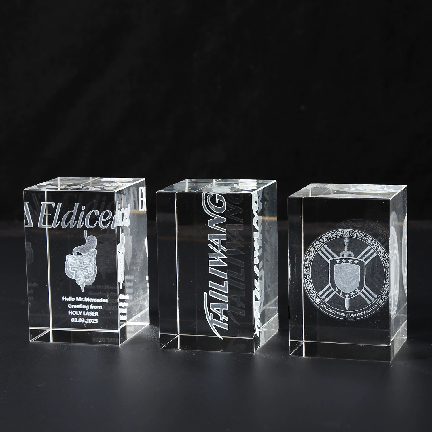 3D трехмерная лазерная скульптура, прозрачная кубоидная внутренняя резьба ремесла, выпускной сезон, творческий хрустальный подарок