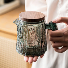 树皮玻璃泡茶壶家用办公耐高温木把茶水分离单壶功夫沏茶个人专用