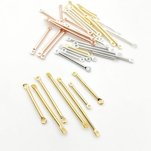 Gold-plated color-preserving link round bar diy handmade hairpin tassel earrings production material double hole connecting rod accessories