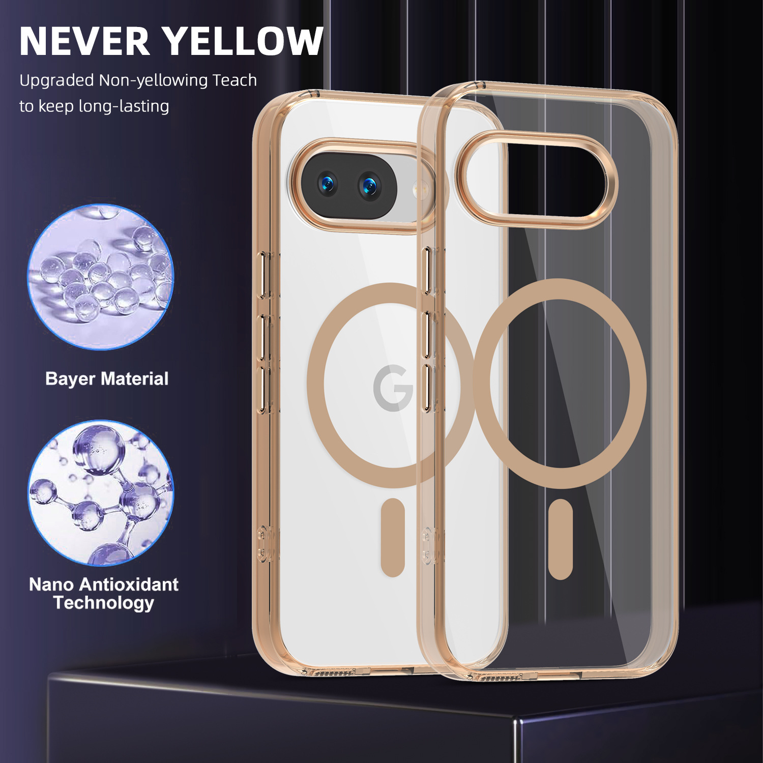 Funda magnética de color hielo para Google Pixel 9A, compatible con carga, semitransparente, anticaída, para comercio exterior