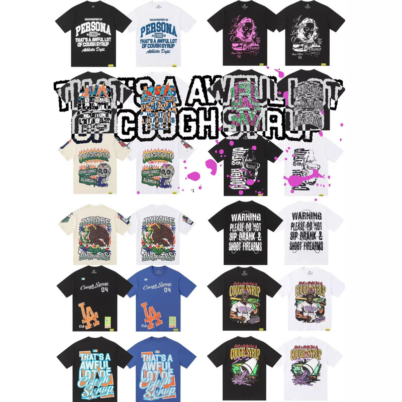 Cross-Border Foreign Trade Trendy Brand That's Pure Cotton Short-Sleeved T-Shirt a Awful Men's Lot of Cough Syrup
