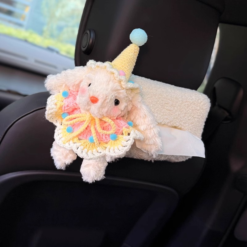 Creative Rabbit Car Tissue Box Storage Car Hanging 2025 New High Sense Car Doll Lady