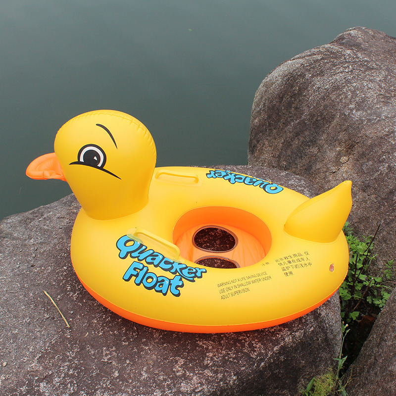 Mufoys Hot Sale Inflatable Toys with Handle Duck Shaped Seat Boat Children's Boat Swimming Ring Water Playing Swimming Ring