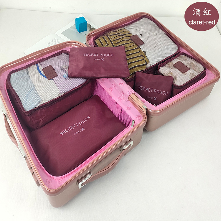 Ropa transfronteriza Bolsa de almacenamiento de viaje de 7 piezas Bolsa de lavado de clasificación de ropa interior Bolsa de almacenamiento de siete u ocho piezas Bolsa de zapatos