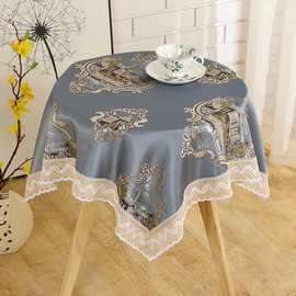 欧式高档餐桌布布艺田园茶几布小圆桌壁纸长方形碎花蕾丝多用巾厚
