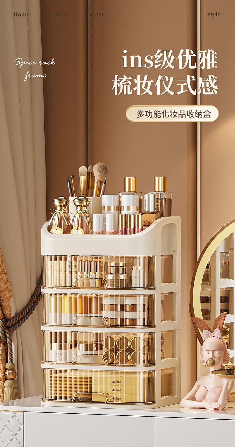 Cosmetics Storage Box Sundries Desktop Fit Box Perfume Skin Care Products Storage Rack Dressing Table Large Capacity Storage Cabinet
