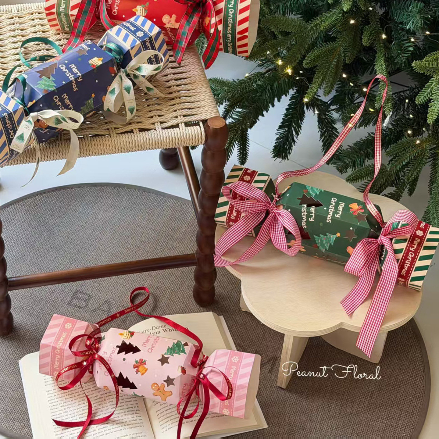 Caja de Regalo para Flores de Cartón Blanco para Navidad