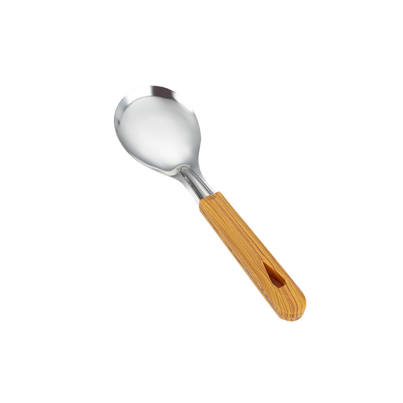 Espátula de acero inoxidable, colador, cocina, mango de madera para el hogar, espátula de acero inoxidable, cuchara de sopa, juego de utensilios de cocina, pala de cocina