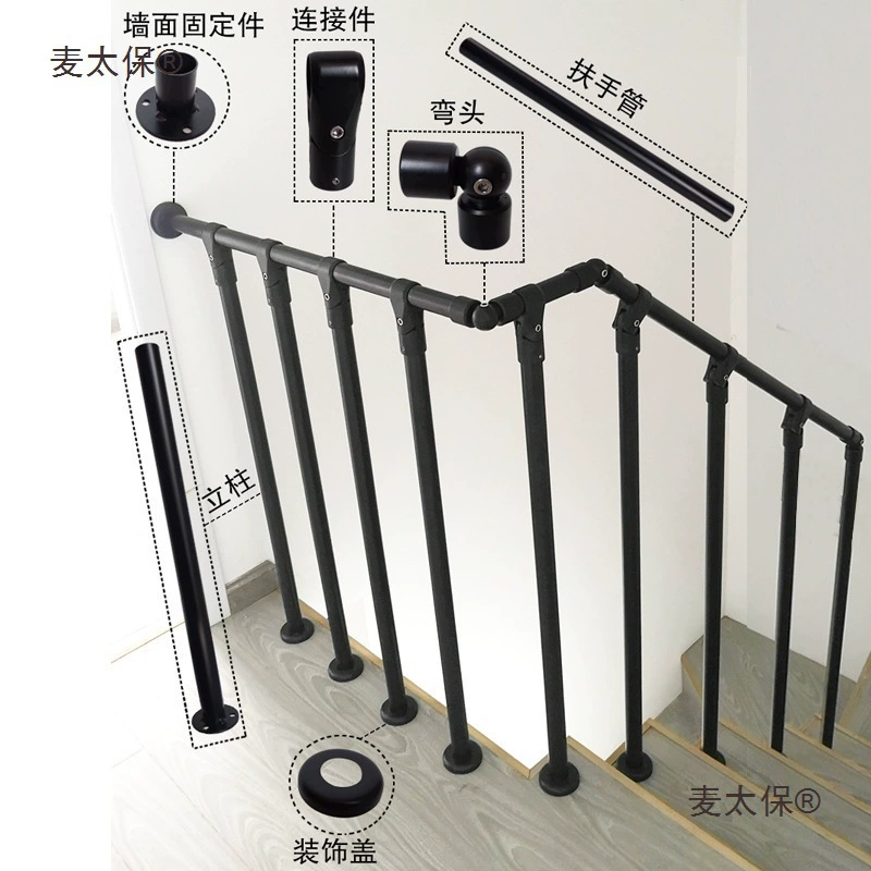 Лестничный поручень, внутреннее ограждение, стальная труба, железо, простой современный дом, чердак, коридор, балкон, ограждение, ограждение Metabo