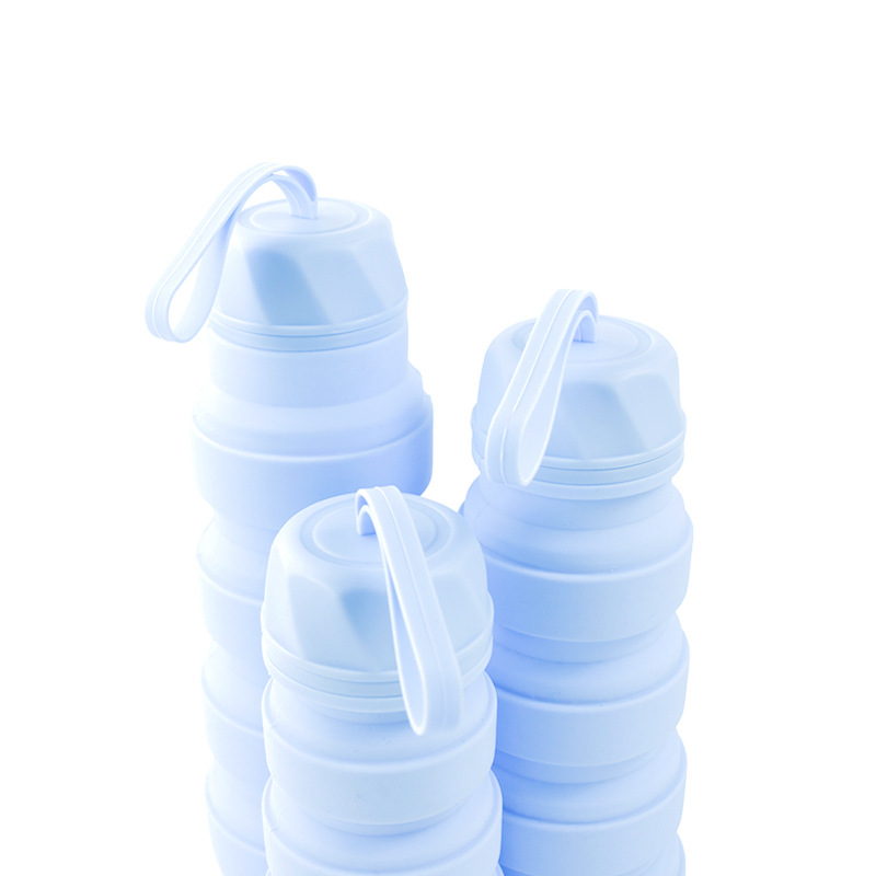 厂家批发可折叠硅胶伸缩水杯户外登山旅行便携式运动水壶礼品水瓶