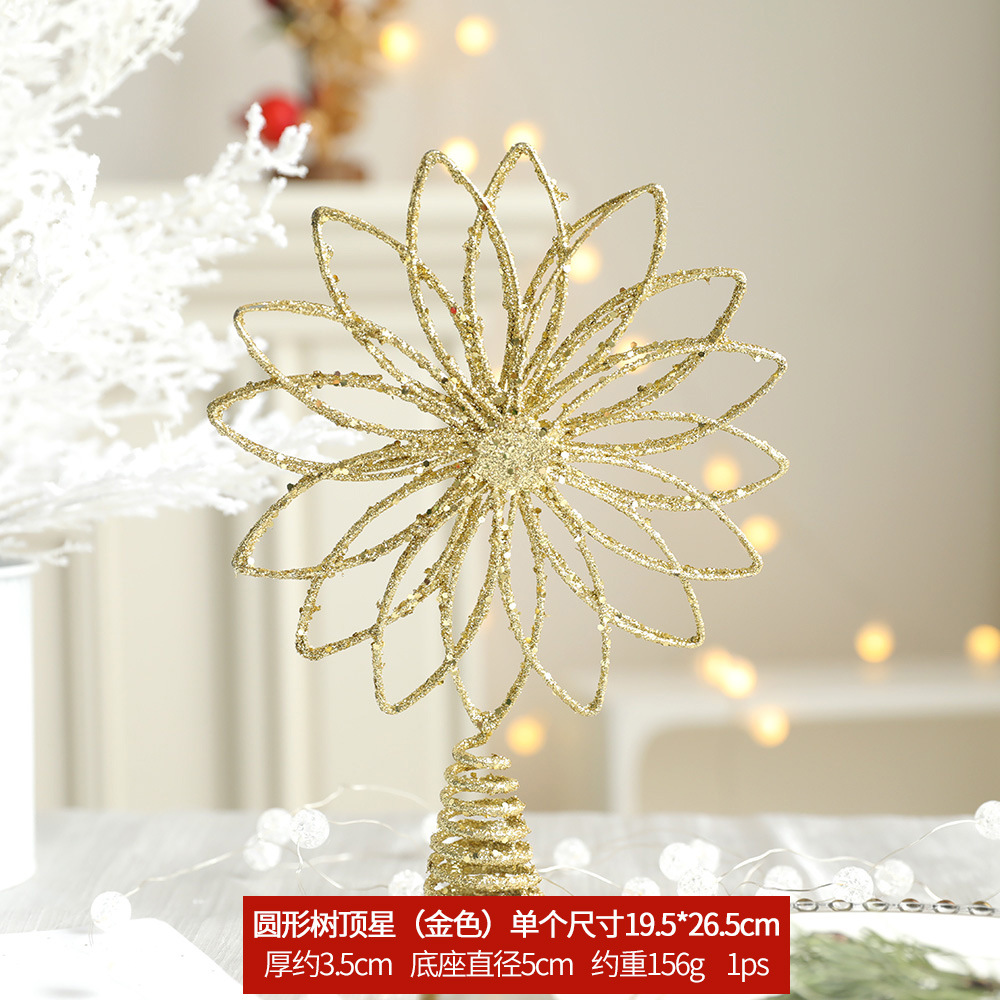 Estrella superior del árbol redondo dorado